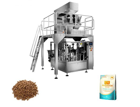 rotary pet food premade pouch filling machine